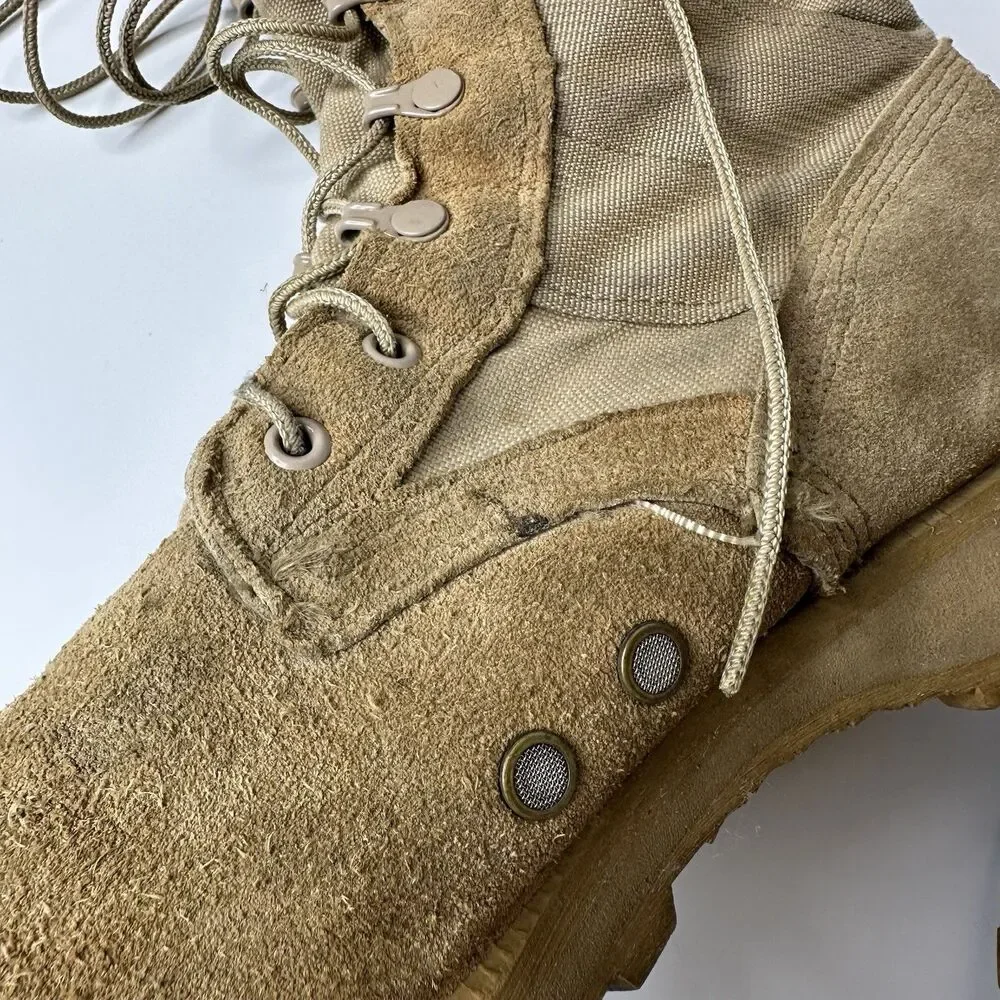 Military‎ Lace Up Combat Boots Mens Sz 9.5 Hot Weather Desert Tan Suede Tactical